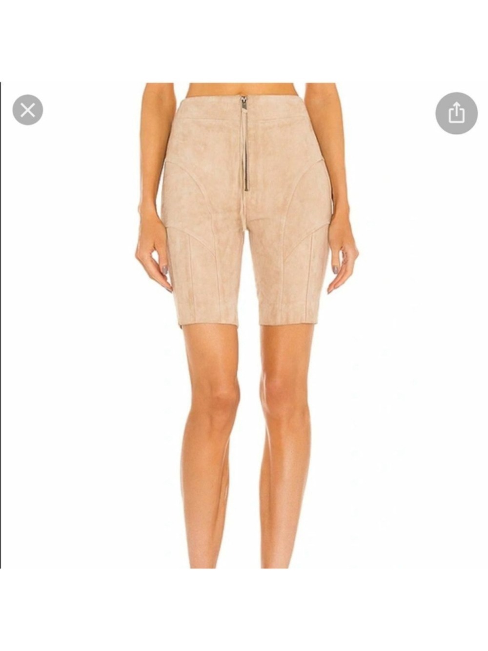 Women's retrofête Beige Suede Bike Shorts S